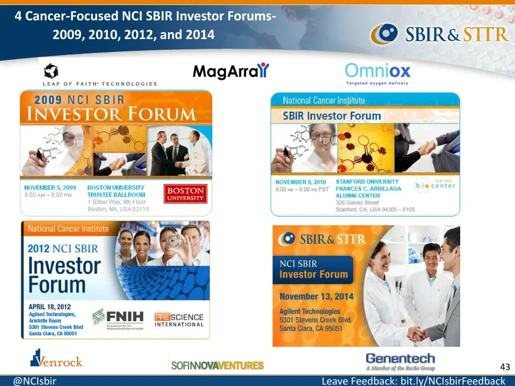 4 cancer focused nci sbir investor forums 2009