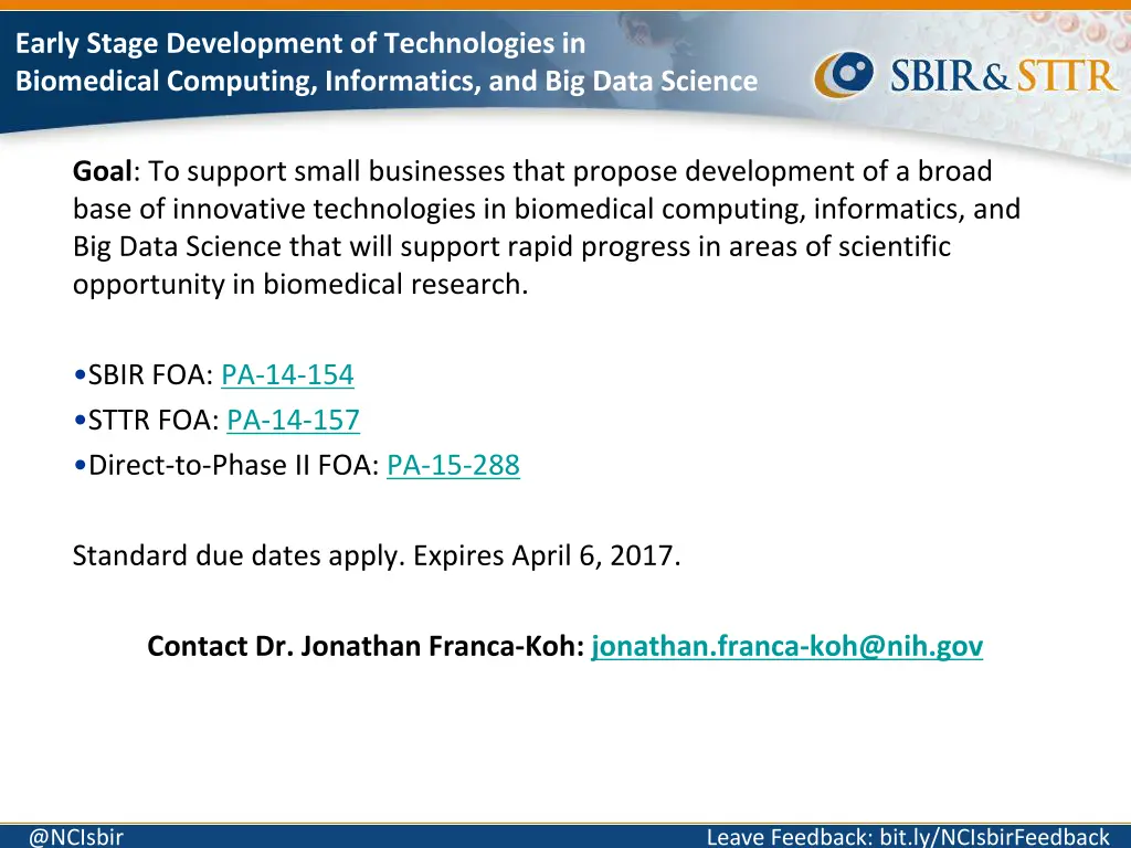 early stage development of technologies