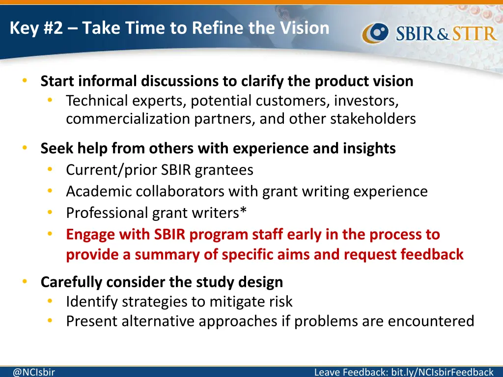 key 2 take time to refine the vision