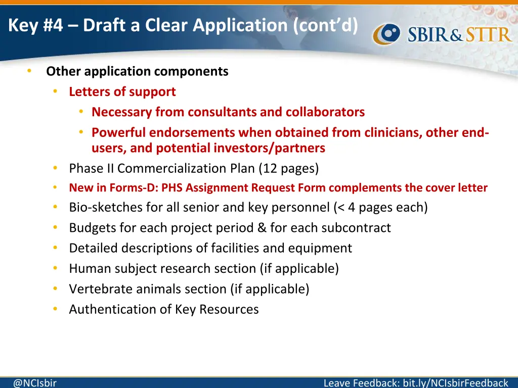 key 4 draft a clear application cont d
