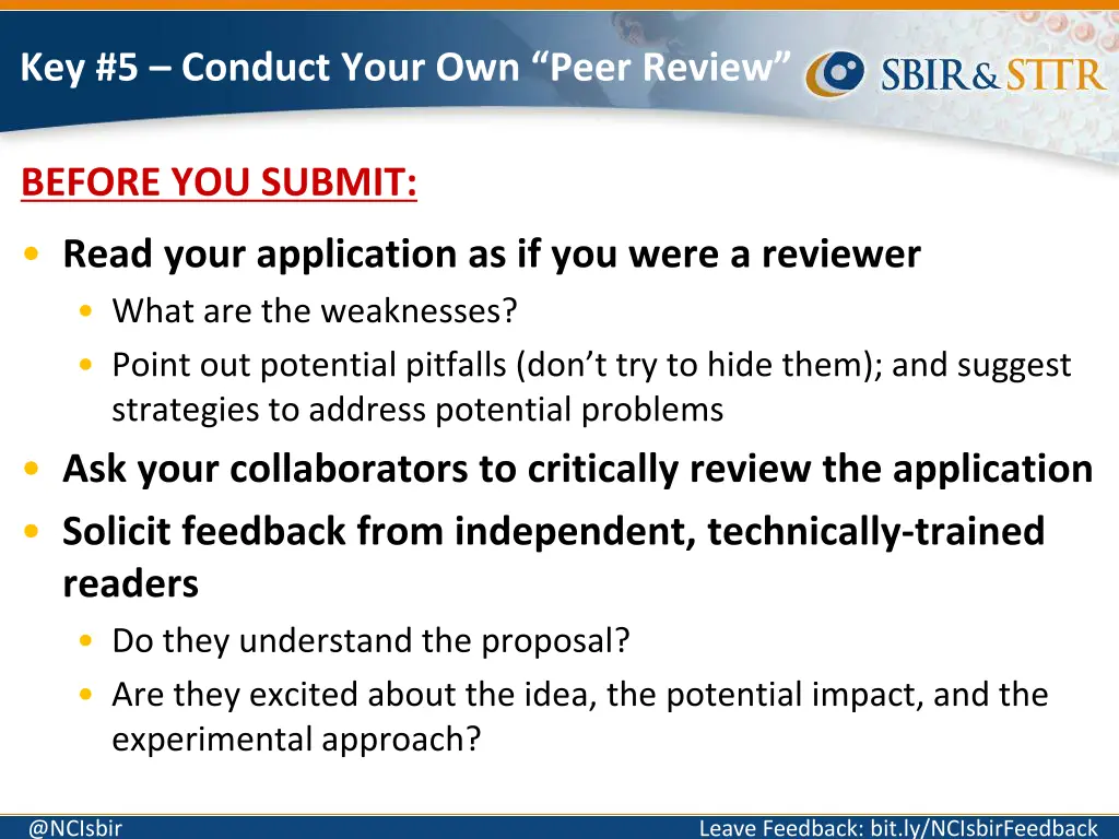 key 5 conduct your own peer review