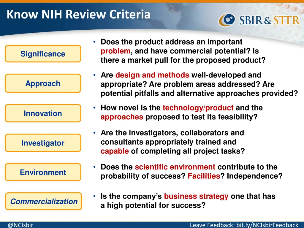 know nih review criteria