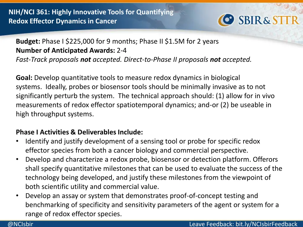nih nci 361 highly innovative tools