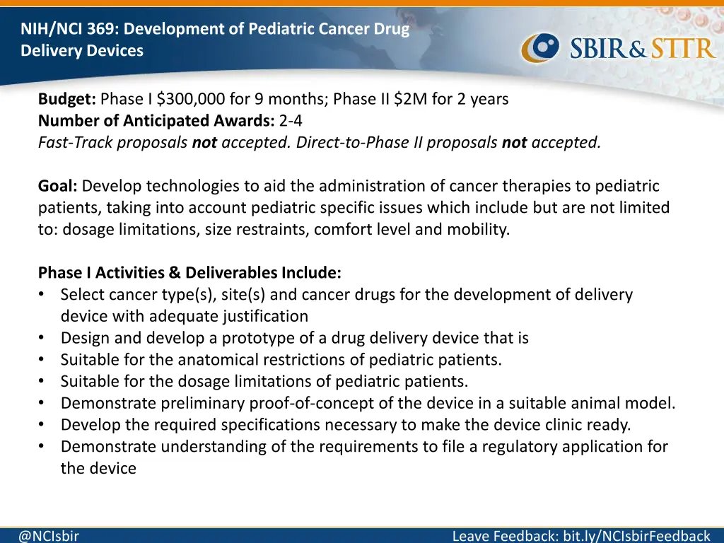 nih nci 369 development of pediatric cancer drug