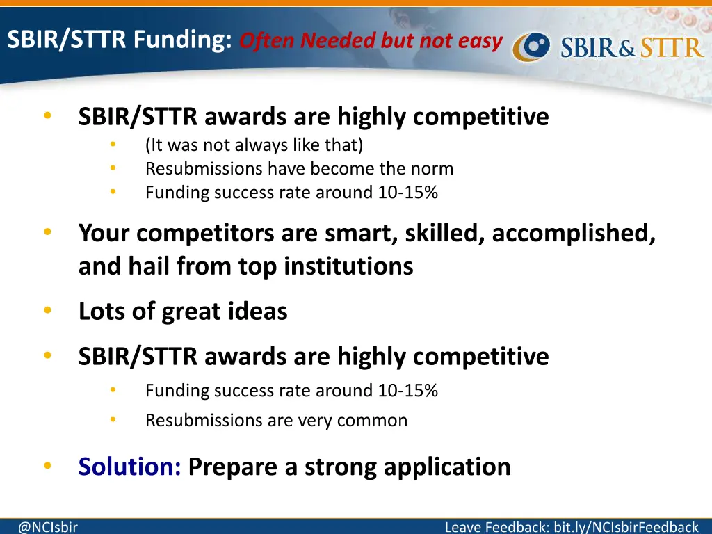 sbir sttr funding often needed but not easy