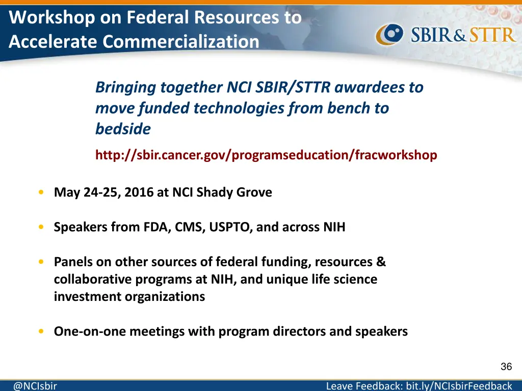 workshop on federal resources to accelerate