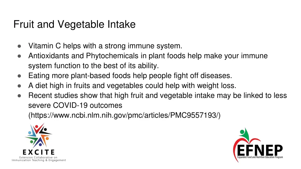 fruit and vegetable intake