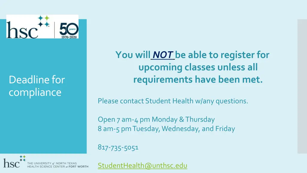 you will not be able to register for upcoming
