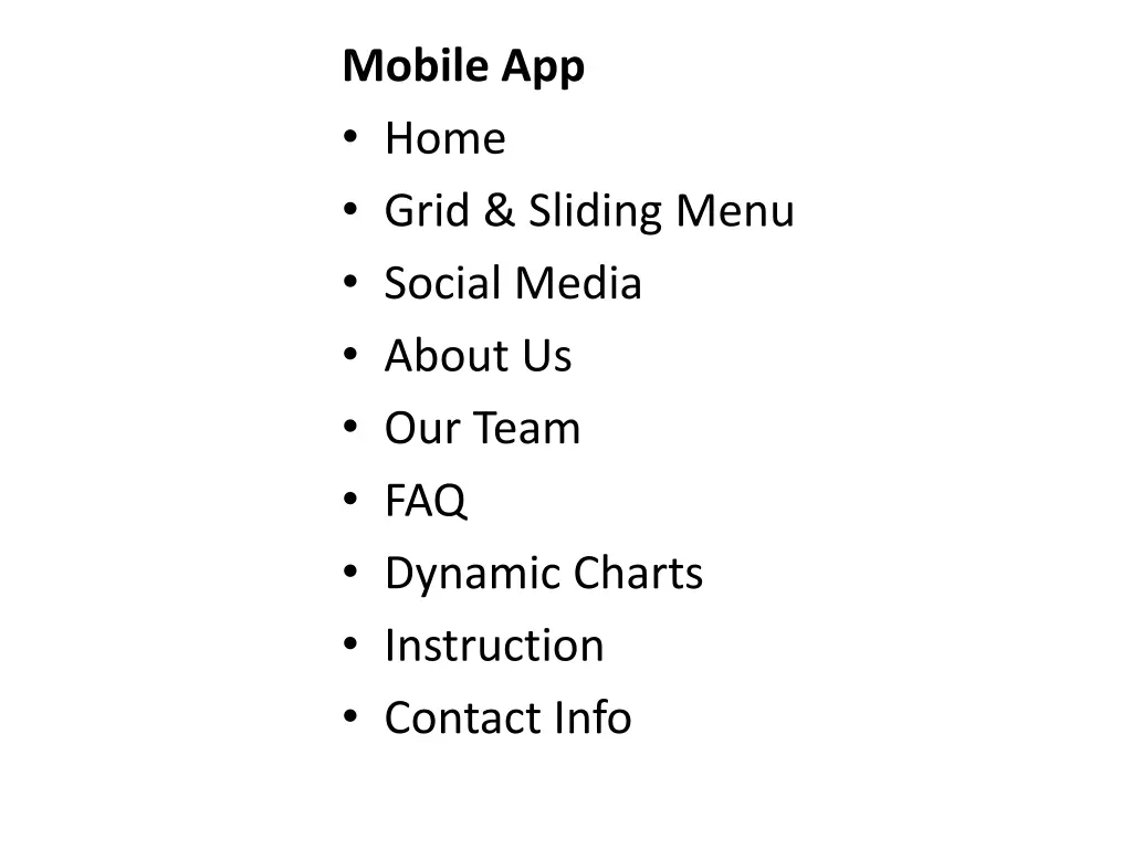 mobile app home grid sliding menu social media