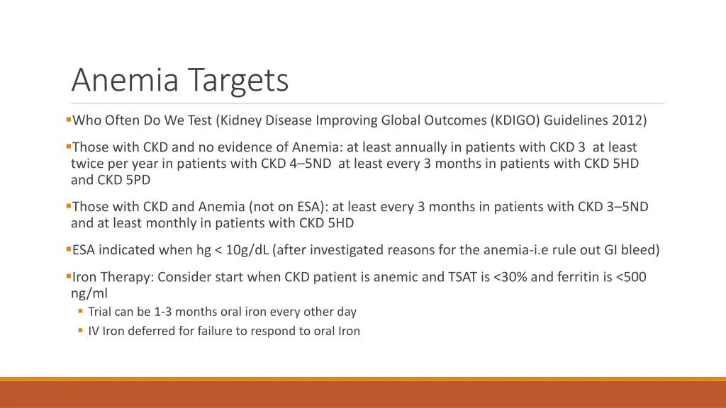 anemia targets