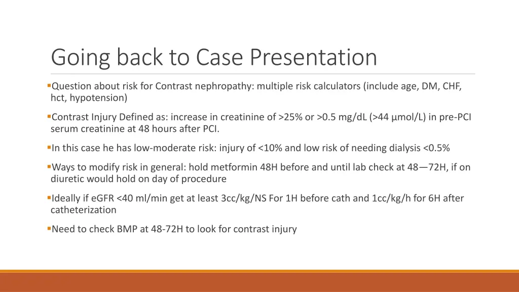 going back to case presentation