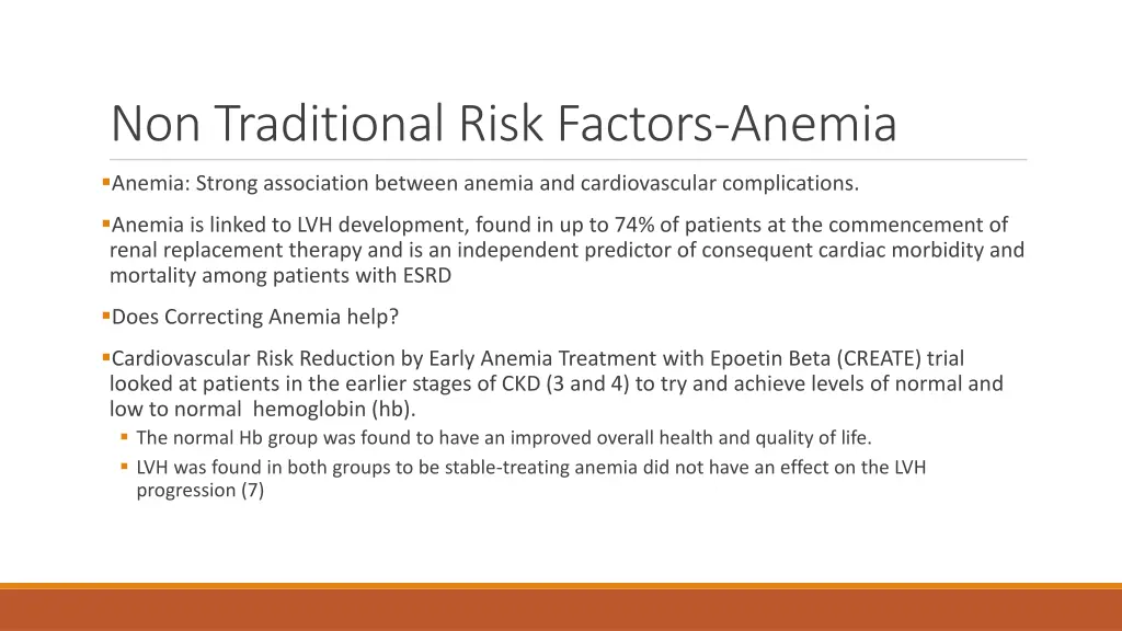 non traditional risk factors anemia