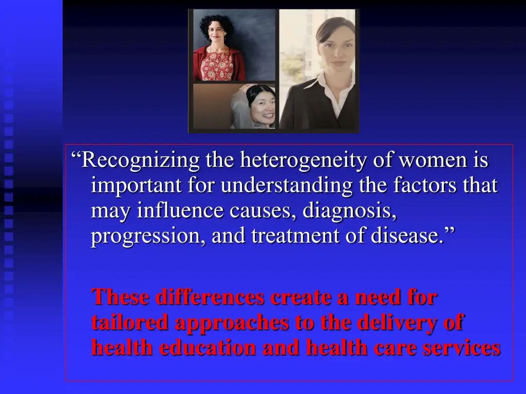 recognizing the heterogeneity of women