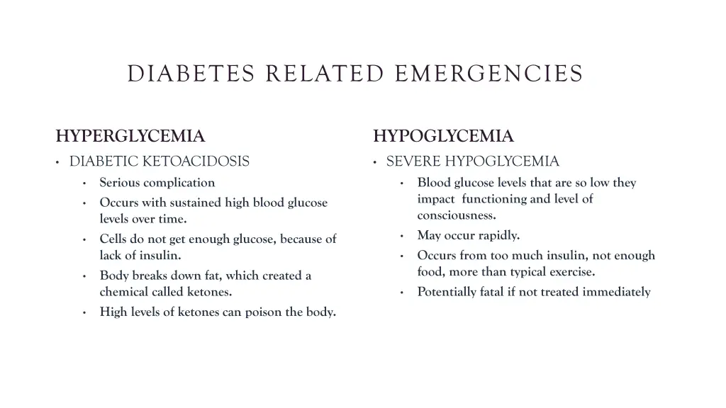 diabetes related emergencies