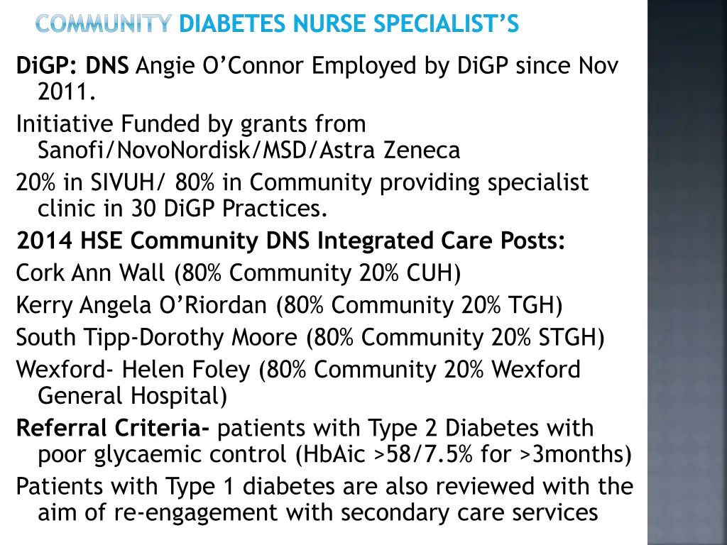 community diabetes nurse specialist s