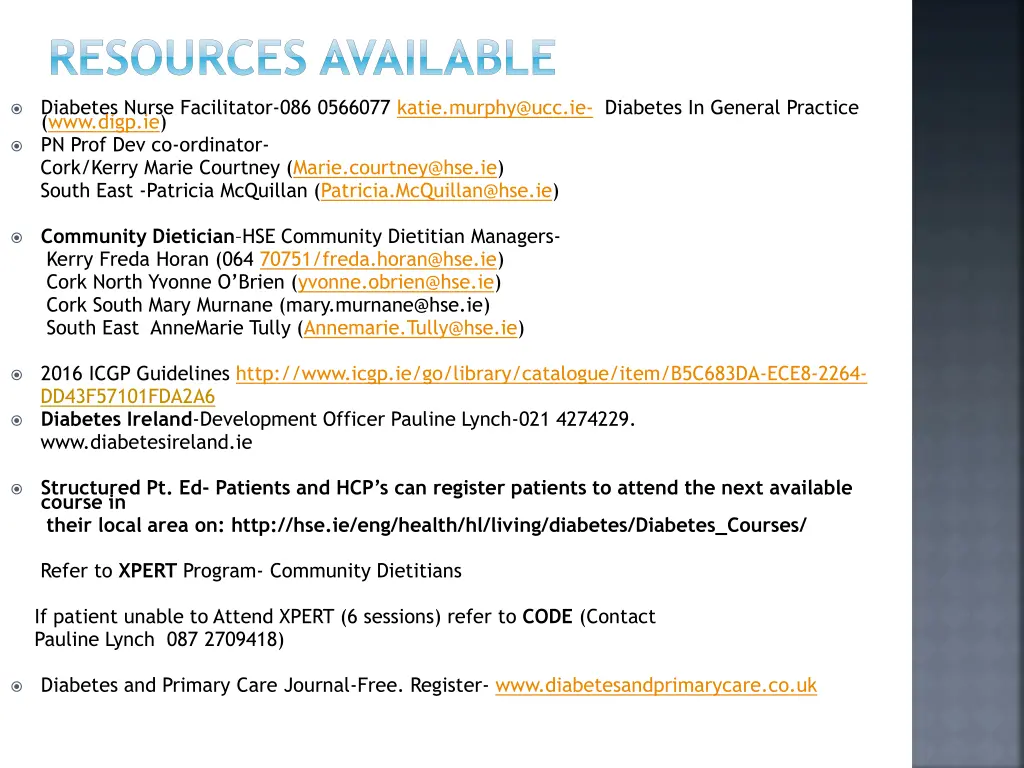 resources available