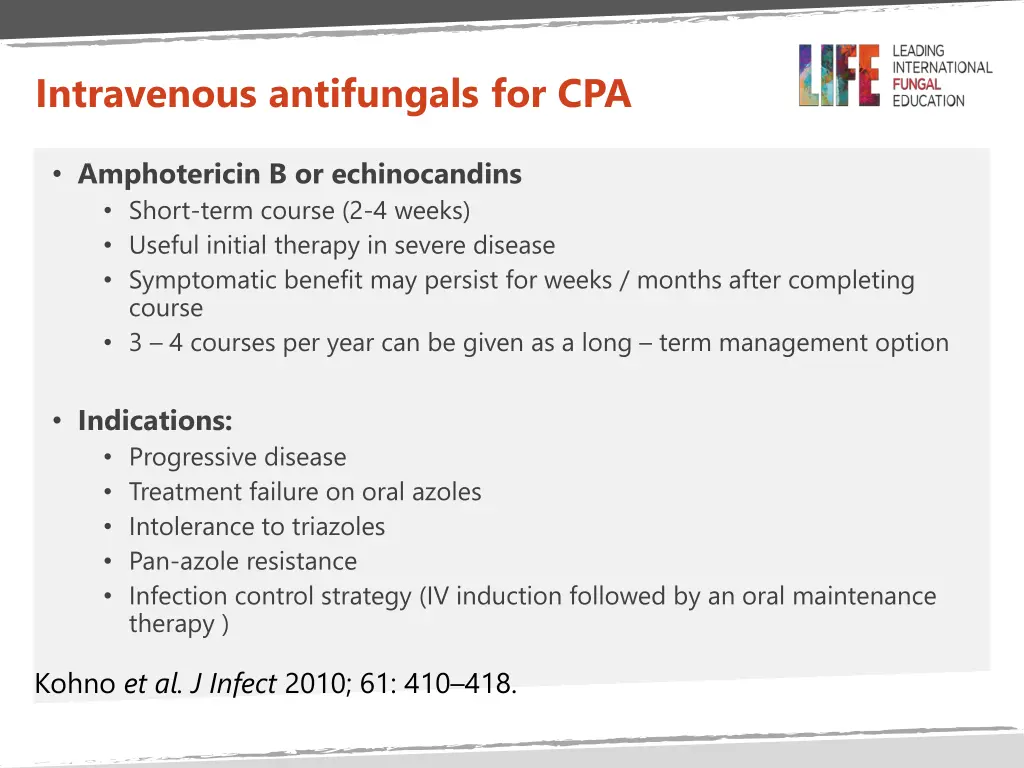 intravenous antifungals for cpa