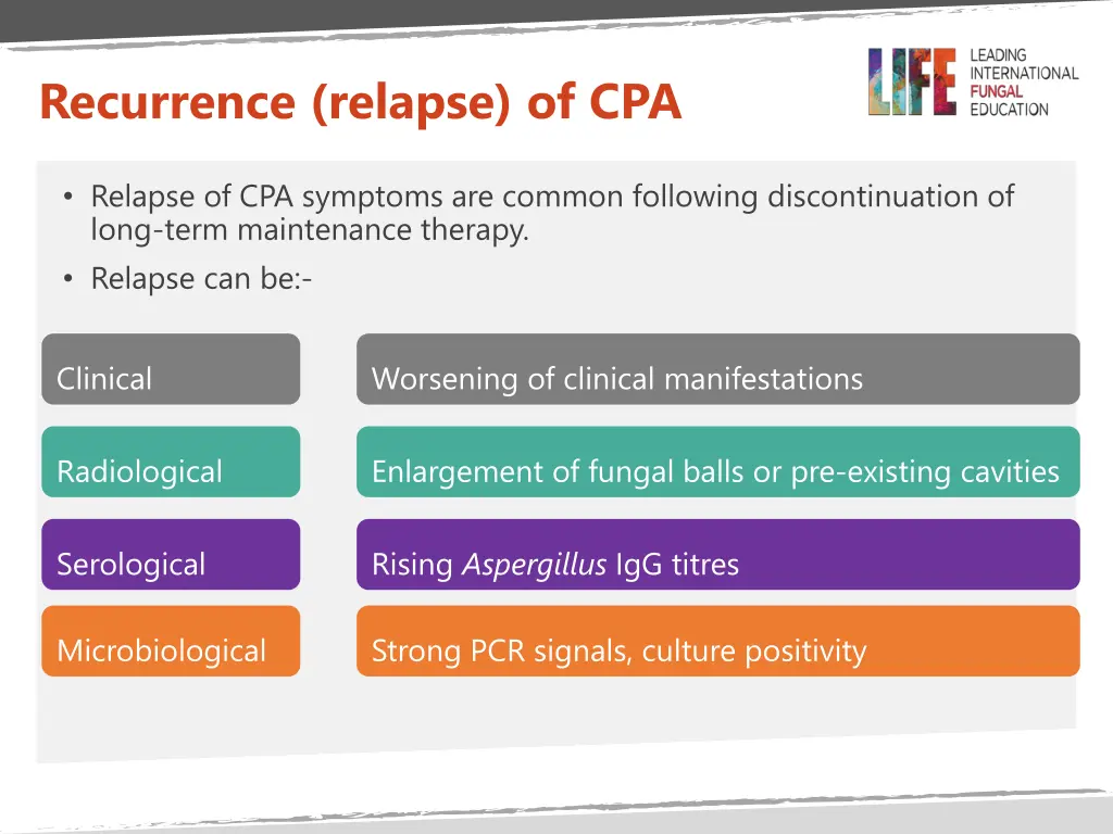 recurrence relapse of cpa