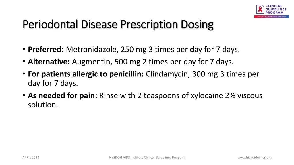 periodontal disease prescription dosing