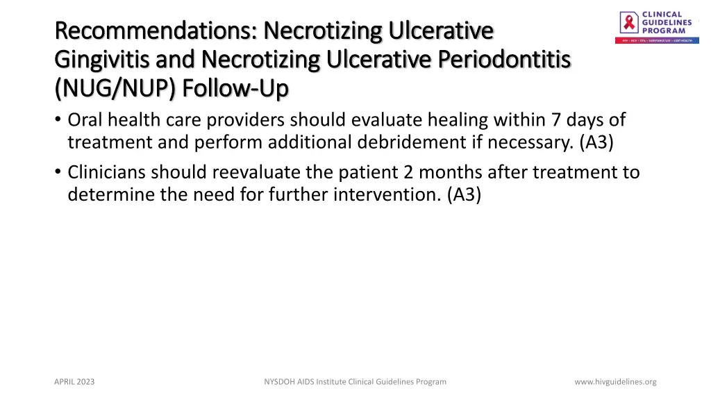 recommendations necrotizing ulcerative 1