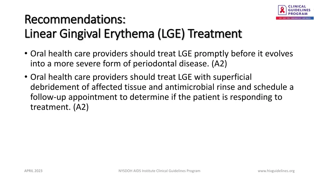recommendations recommendations linear gingival