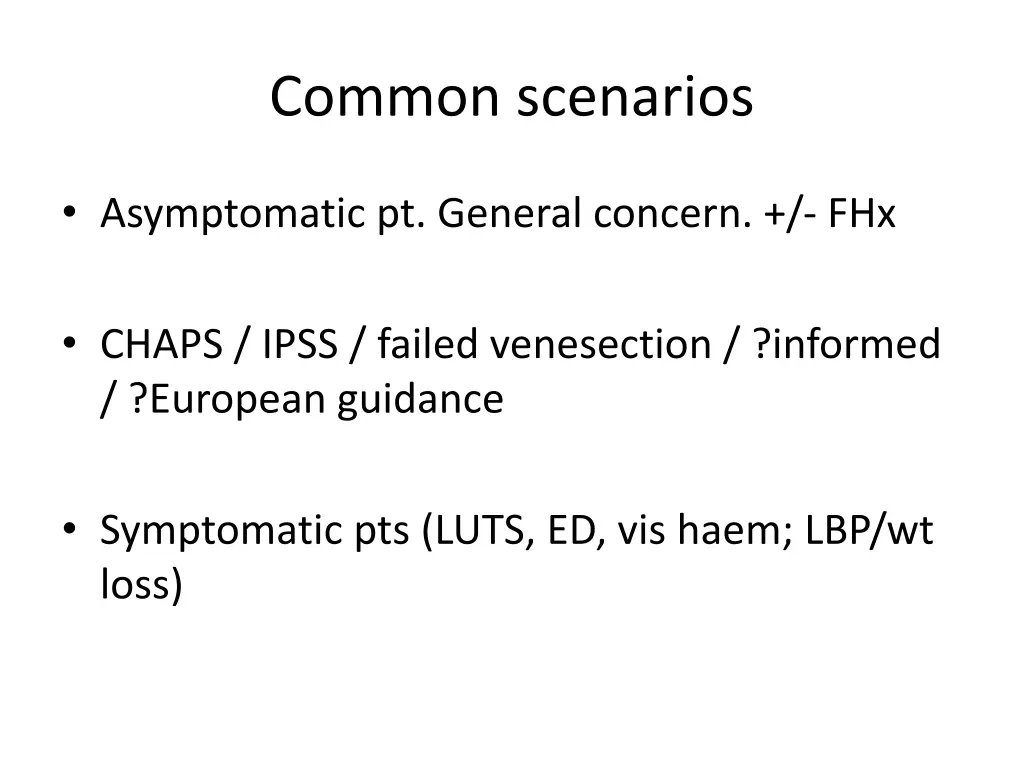 common scenarios