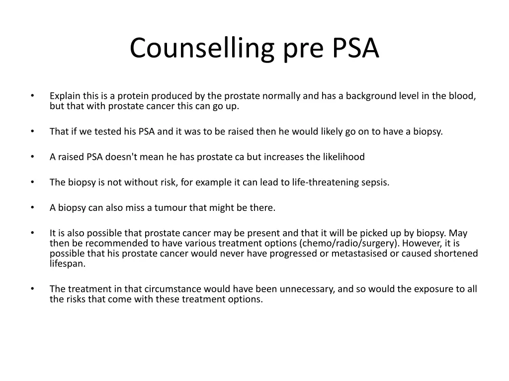 counselling pre psa 1