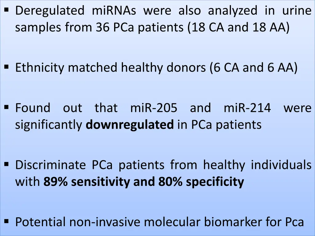 deregulated mirnas were also analyzed in urine