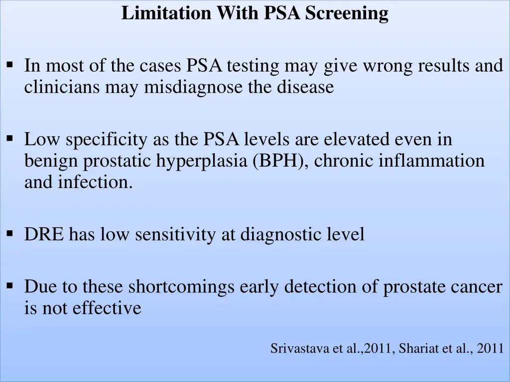 limitation with psa screening
