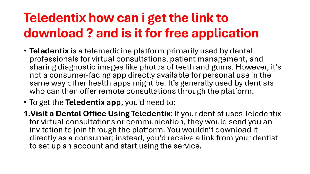 teledentix how can iget the link to download