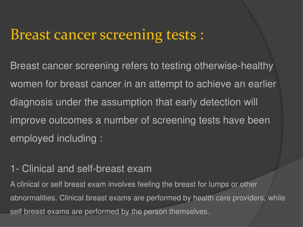 breast cancer screening tests