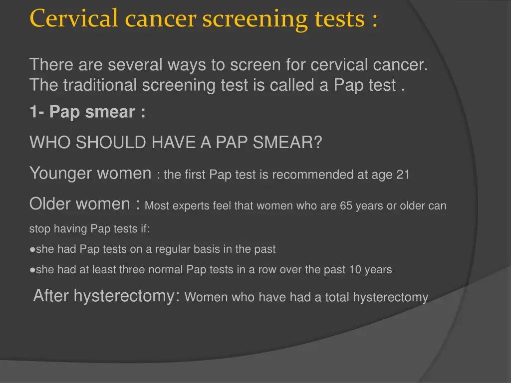 cervical cancer screening tests