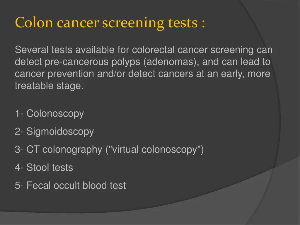 colon cancer screening tests