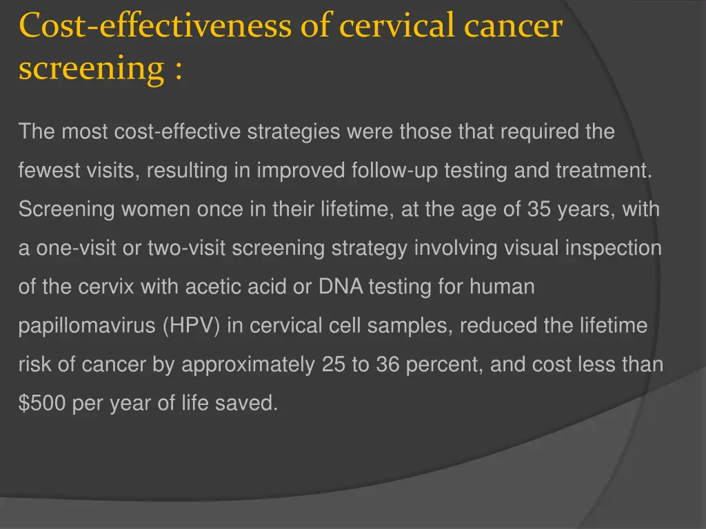 cost effectiveness of cervical cancer screening