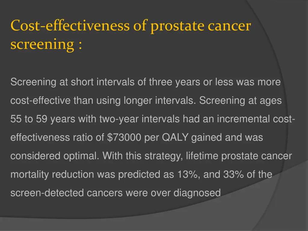 cost effectiveness of prostate cancer screening