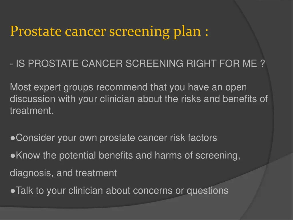 prostate cancer screening plan
