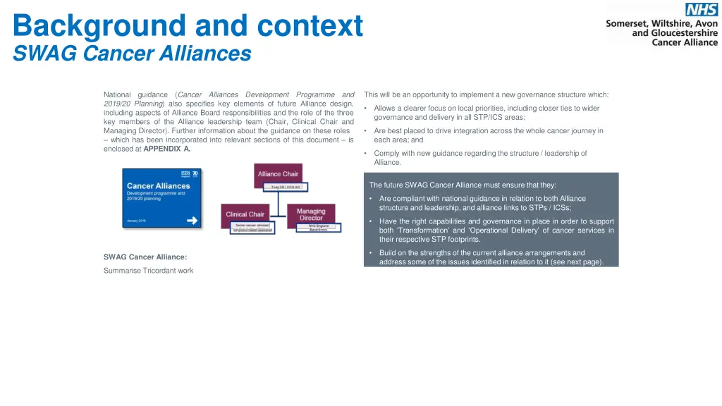 background and context swag cancer alliances
