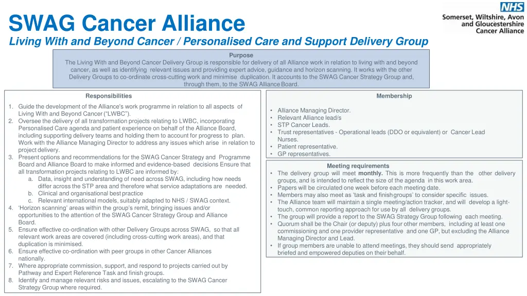 swag cancer alliance living with and beyond