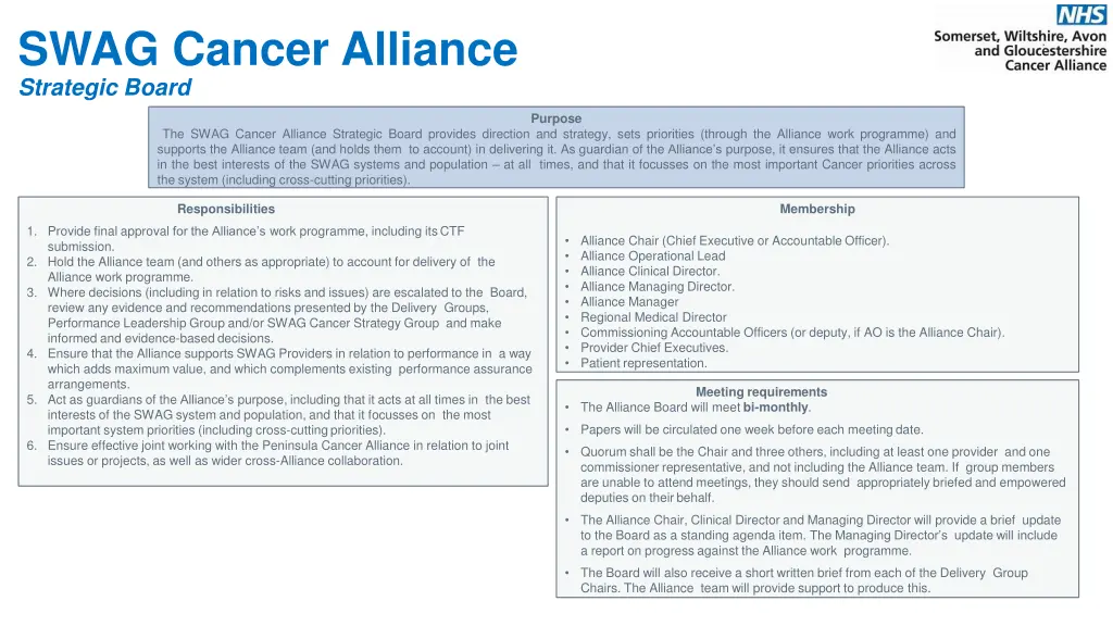 swag cancer alliance strategic board