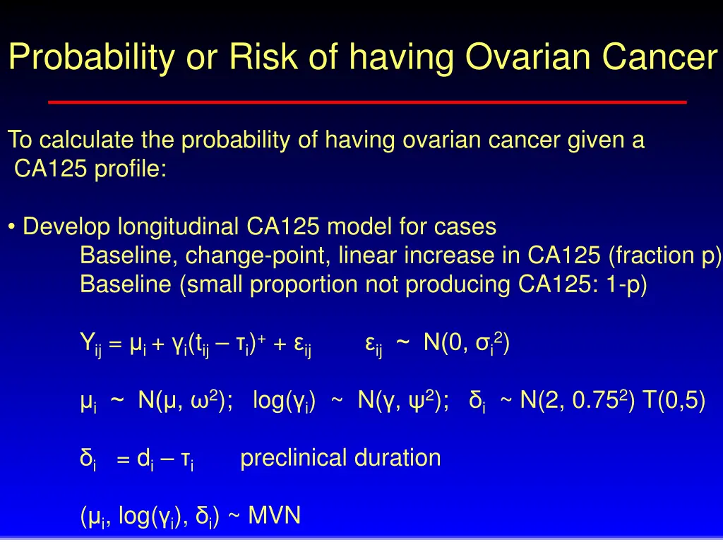 probability or risk of having ovarian cancer 2