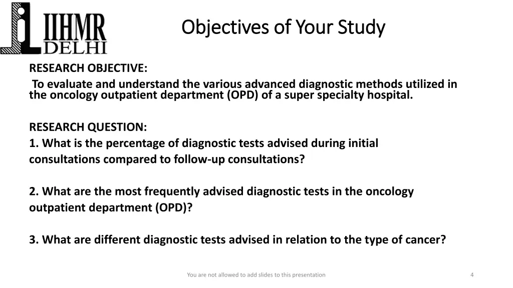 objectives of your study objectives of your study