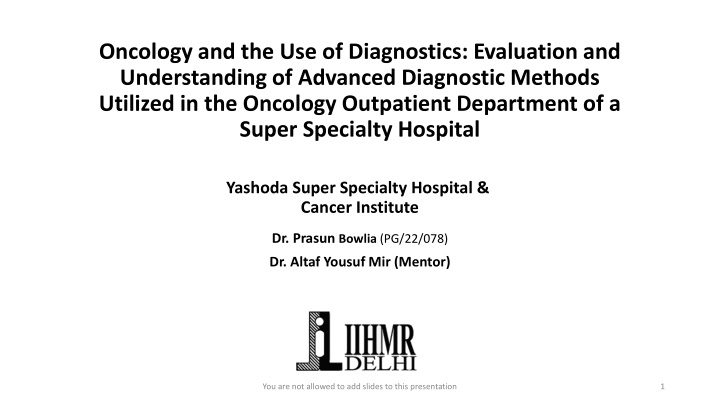 oncology and the use of diagnostics evaluation