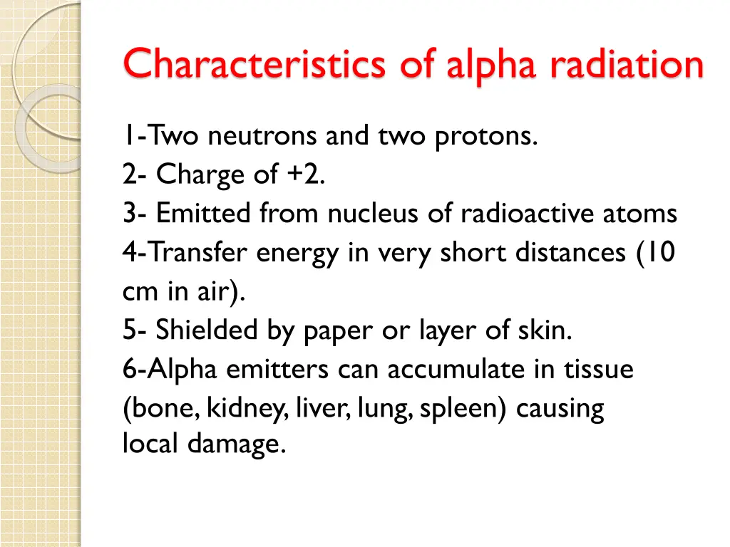 characteristics of alpha radiation