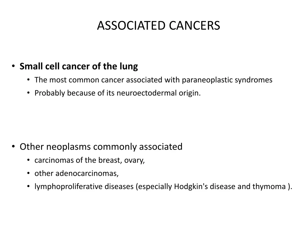 associated cancers