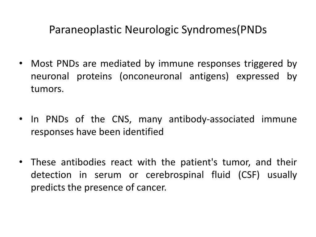 paraneoplastic neurologic syndromes pnds 1