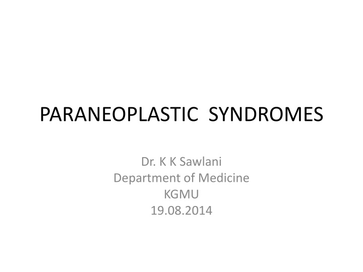 paraneoplastic syndromes