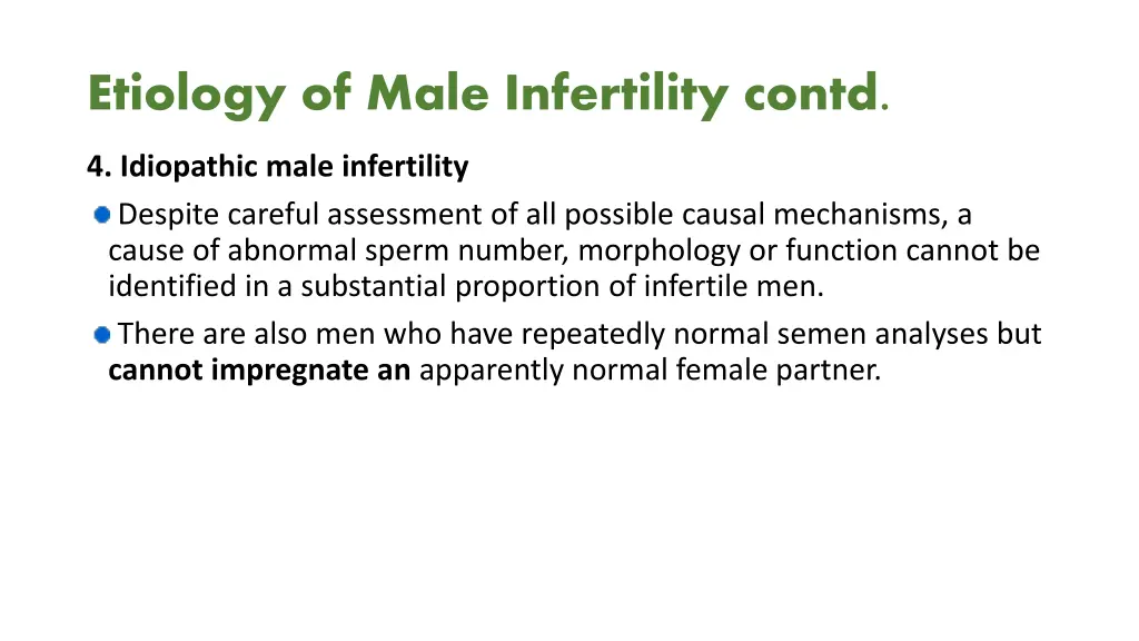 etiology of male infertility contd 3