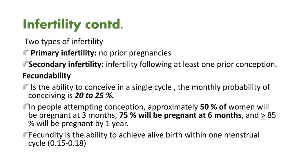 infertility contd