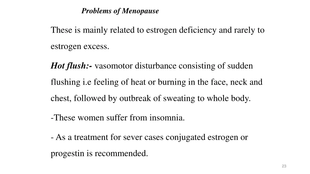 problems of menopause