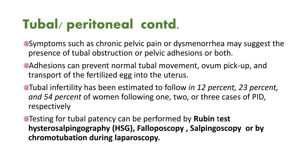 tubal peritoneal contd
